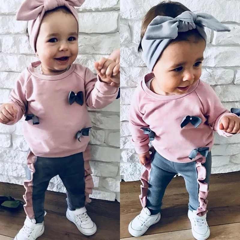 Спортивный костюм для девочек весенне осенняя одежда с оборками маленьких