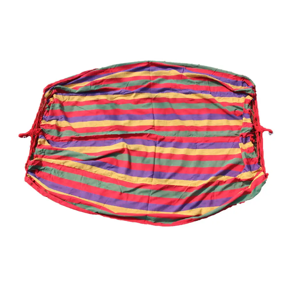 

Red Stripes Hammock Cotton Rope Outdoor Swing Fabric Camping Hanging Canvas Bed
