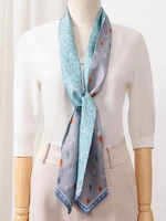 100 real silk long scarf for women twillon neckerchief 2021 luxury bufandas silk scarf printed headband foulard femme 155x12cm