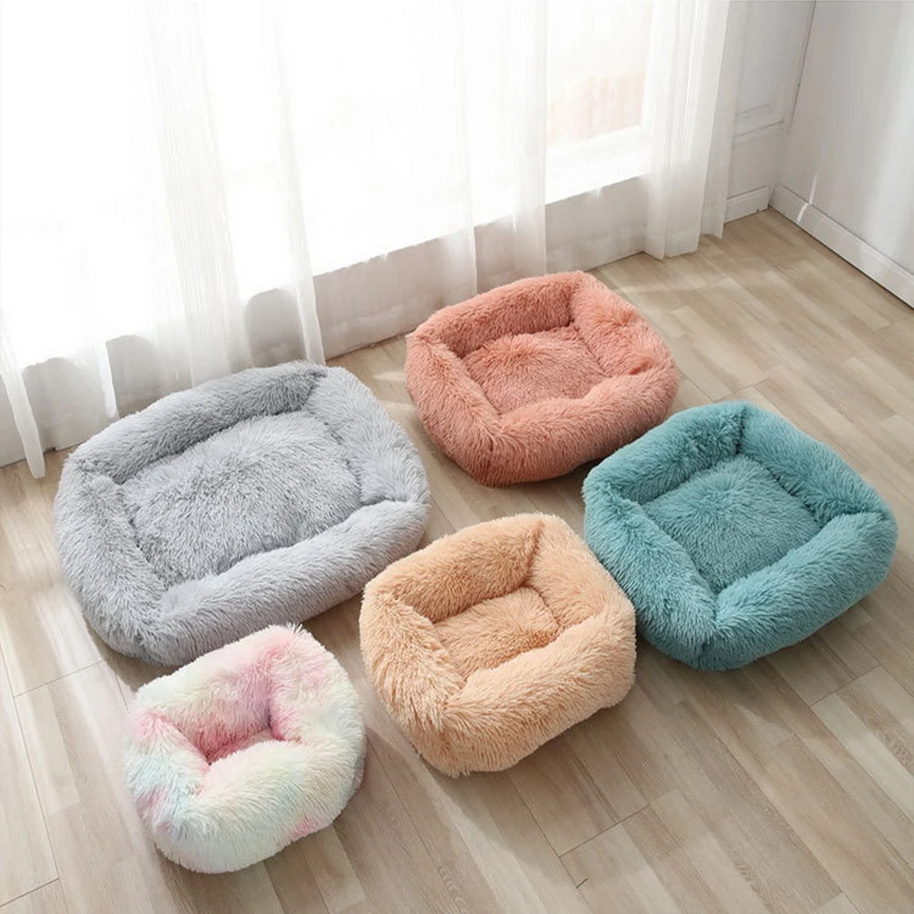 

Super Soft Pet Bed Rectangle Kennel Cat Nest Winter Warm Sleeping Mat Long Plush Small Large Dog Cushion Portable Cat Supplies