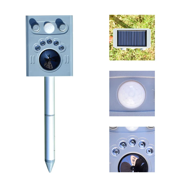 

Ultrasonic Pest Animal Repeller Solar Power Motion Sensor Flash Light Garden Dog Cat Raccoon Rabbit Outdoor Animal Dispeller