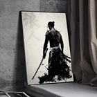 Плакаты в японском стиле ниндзя черно-белые, Современные художественные картины на холсте для комнаты мальчика, домашний декор без рамки