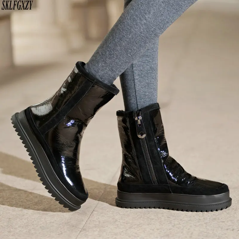 Женские ботинки на меху зимние теплые из натуральной кожи с шерстяной подкладкой