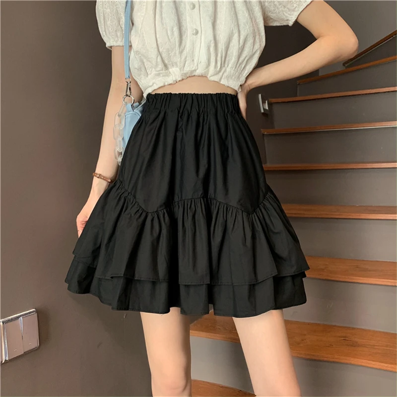 

Summer Pleated Skirts Ladies 2021 korean Irregular Skirt Women Elegant High Waist Pleated Cake Skirt M296