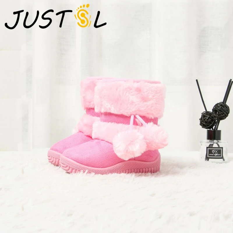 JUSTSL/зимние хлопковые ботинки для мальчиков и девочек Теплые детские с мягкой