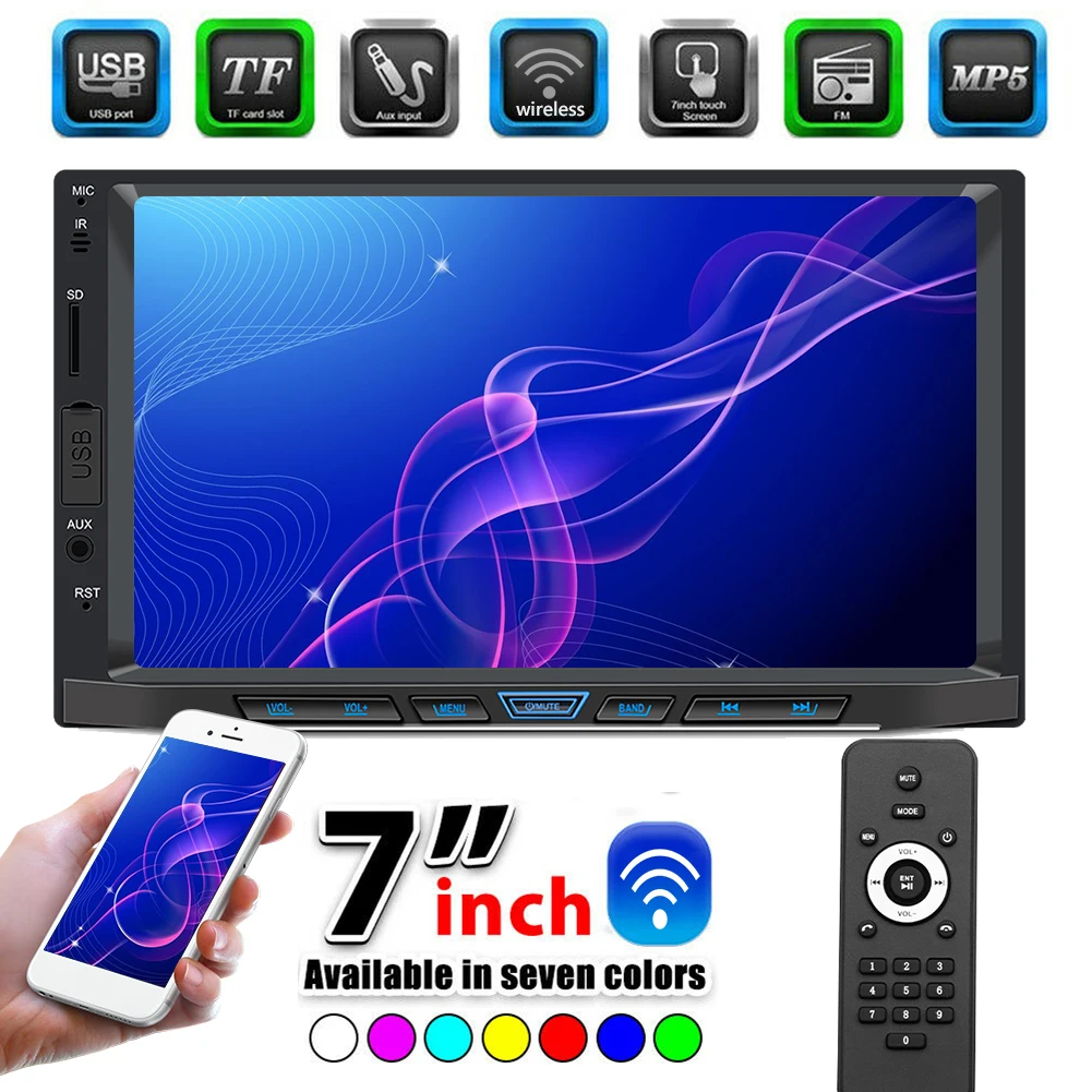 

7 inch 2 DIN HD Car AUX FM Radio Bluetooth-compatible Auto Multimedia MP5 Music Player for Apple Carplay