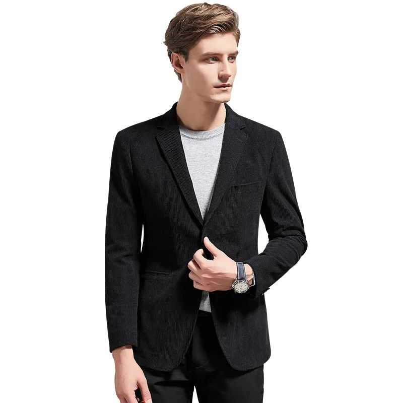 

2020 New autumn/winter Korean version of the men's suit fashion simple black men's jacket casual small suit