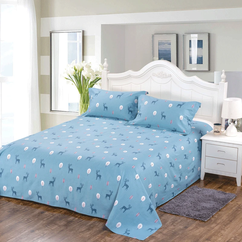 

Nordic Style Elk Tree Printed Cotton Pillow Case Bed Sheet Soft Comfortable Breathable Single Double Bedding Set Twin Oceania