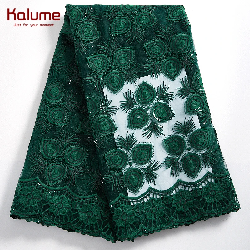 

Kalume African Lace Fabric With Sequins French Net Milk Silk Lace Fabric Embroidery Nigerian Tulle Lace Fabric For Wedding H2306