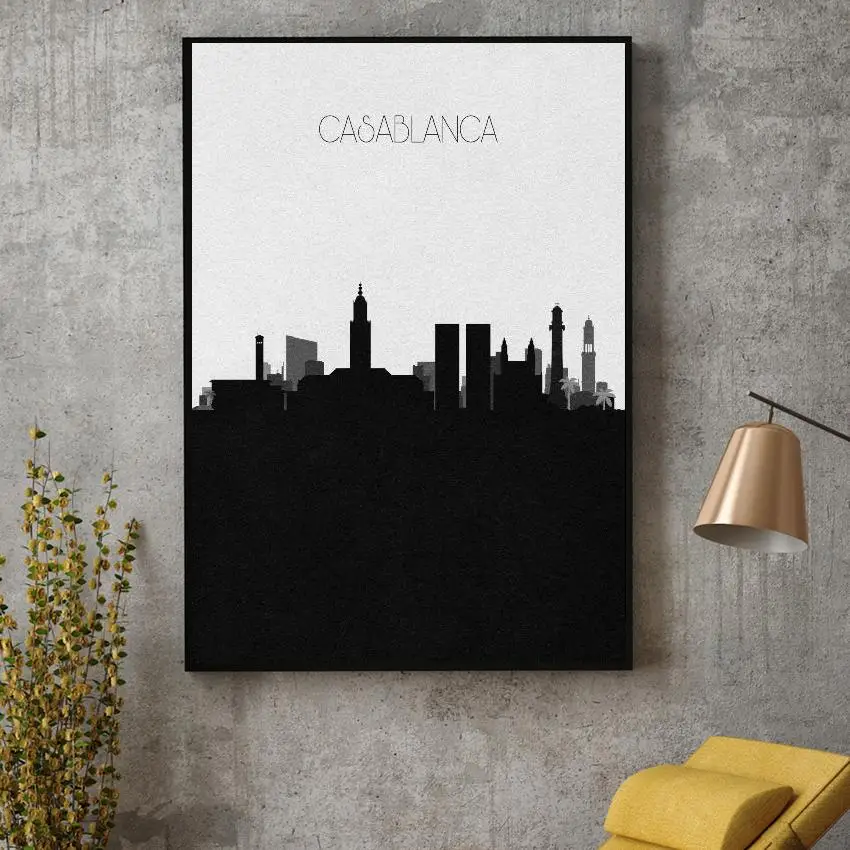 

Casablanca Skyline Canvas Painting Art Print Poster Picture Wall Modern Minimalist Bedroom Living Room Decoration