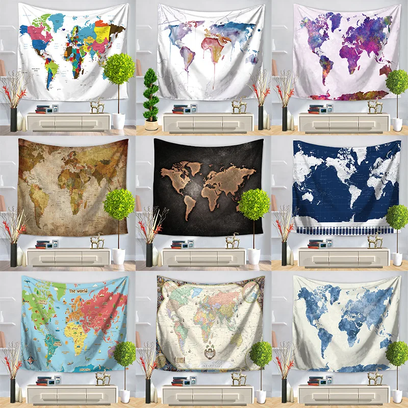 Карта мира настенный гобелен Йога Звездный с изображением неба большой тканевый