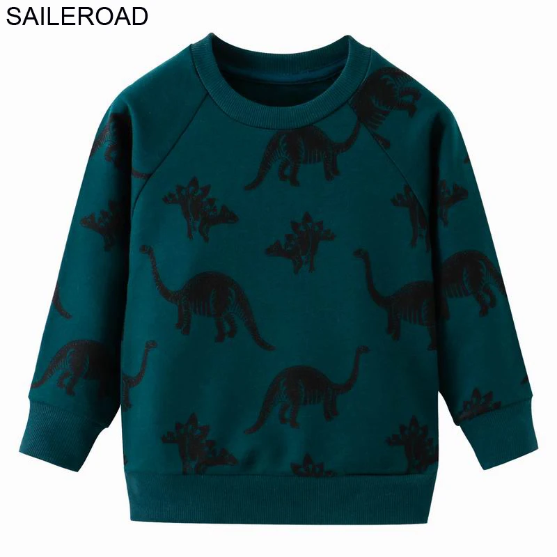SAILEROAD Осенние детские кофты Dinosaur Toddler Kid Baby Girl Boy Одежда с длинным рукавом Мультфильм Печатные футболки Топы