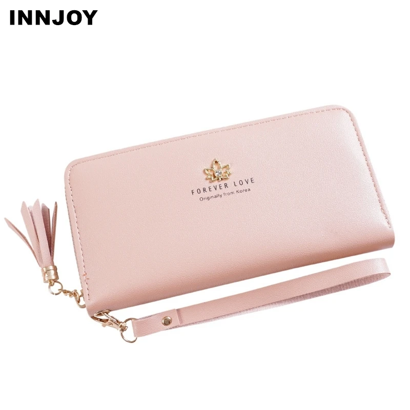 

Brand Designer Wristband Long Wallets Women Tassel Coin Purse Clutch Wallet Female Large Card Purse Ladies Pu Leather Handbag