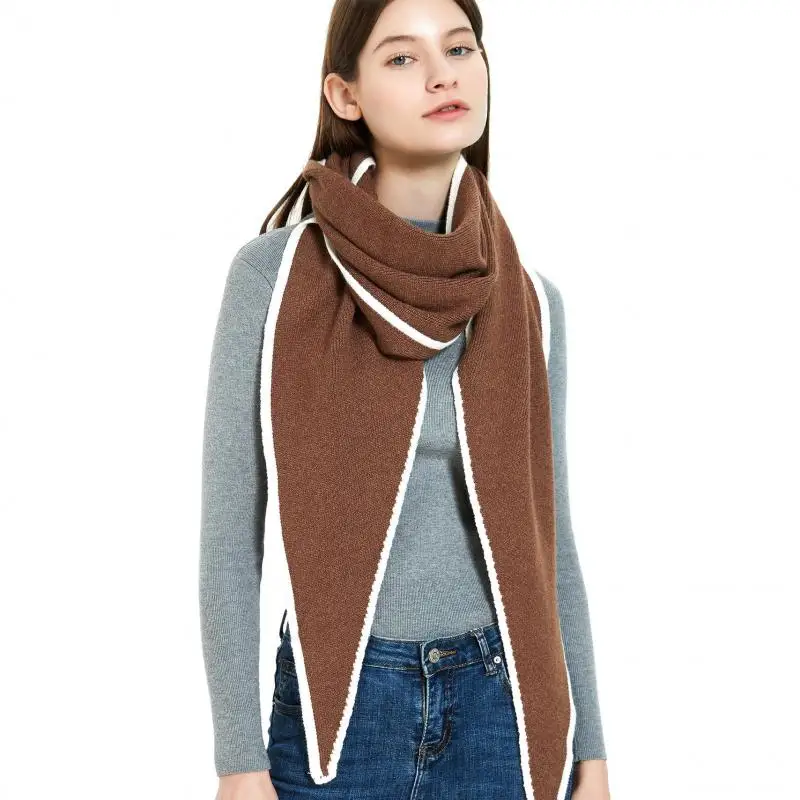 

New Brand Triangle Knit Scarves For Women Outdoor Solid Color Warm Shawl Creative Double-sided Wear Knotted Shawl Holiday Gift