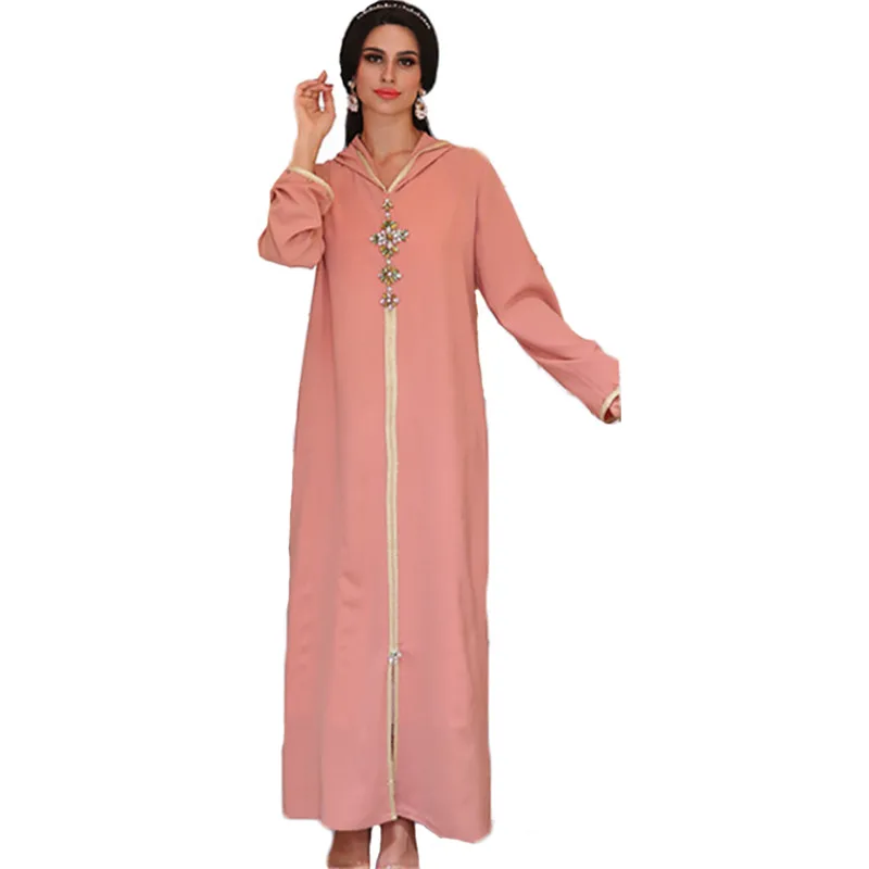 

Autumn Dress Women 2021 New Fashion Elegant Long Slevees Hooded Solid Color Plus Size Loose Dresses Female JD1310