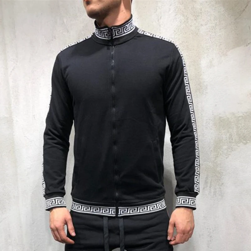 Мужская Повседневная Спортивная кожаная куртка на молнии с принтом мужская