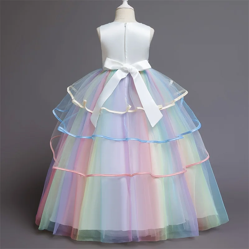 Kids Unicorn Dress for Girls Flower Appliques Ball Gown Little Girl Princess Dresses Elegant Party Costumes Children Clothing | Детская