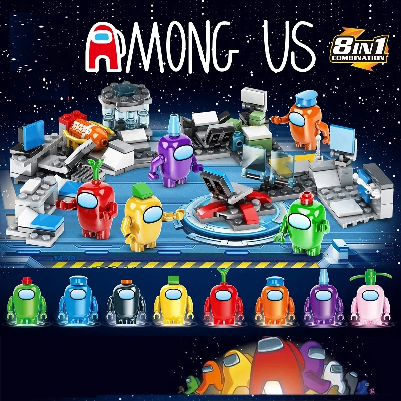 

DIY Sets 2021 NEW Amonges Us Game Series Figures Space Alien Peluche Avatar Building Blocks Classic Model Bricks Kids Toy