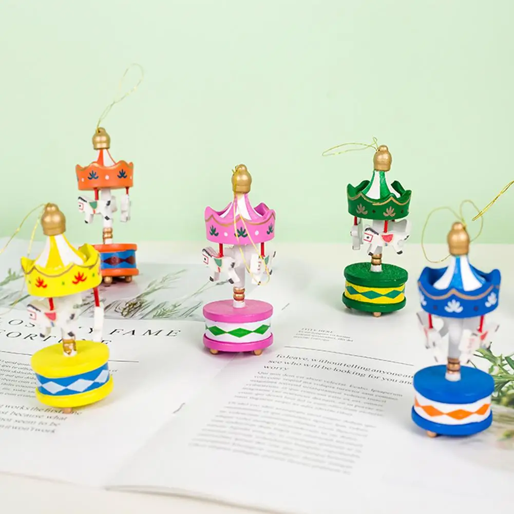 6 шт./компл. рождественские украшения карусель лошадка для украшения деревянная новогодняя елка украшения кулон рождественские украшения для дома# EW