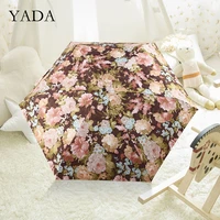 yada 2020 uv flower pattern 5 folding rainy mini pocket umbrella for women girl anti uv small parasol flowers umbrellas yd200287