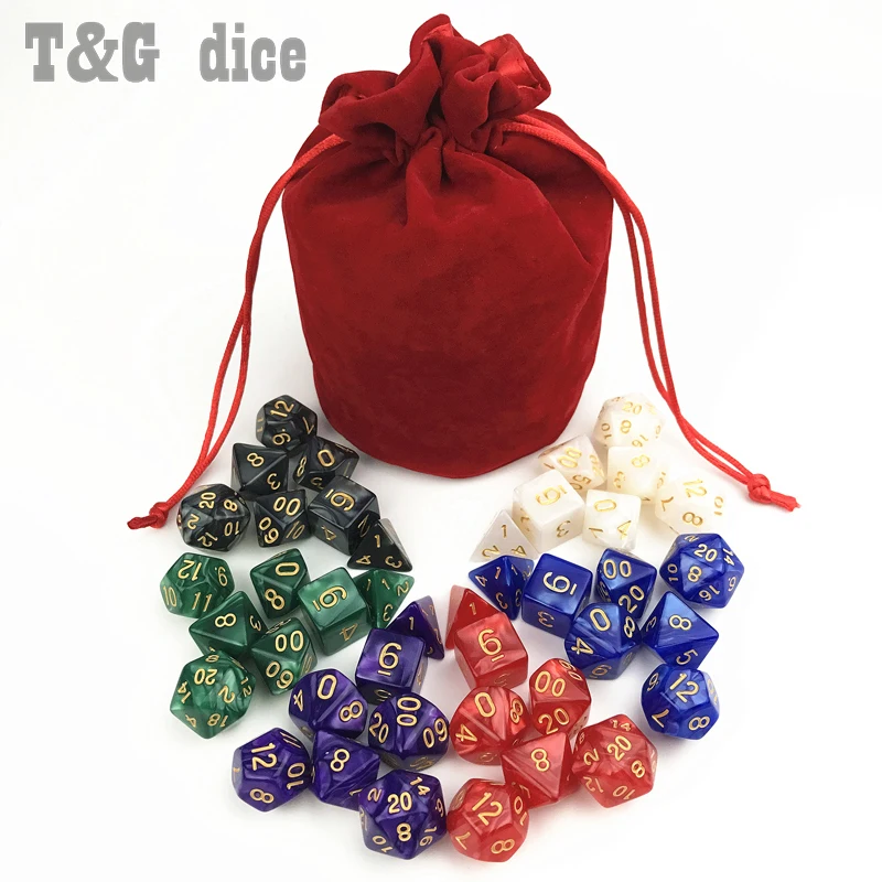 7 шт. * 6 комплектов игральные кости DnD наборы перламутровый эффект D4 D6 D8 D10 % D12 D20 с