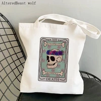 women shopper bag death skull tarot card kawaii bag harajuku shopping canvas shopper bag girl handbag tote shoulder lady bag
