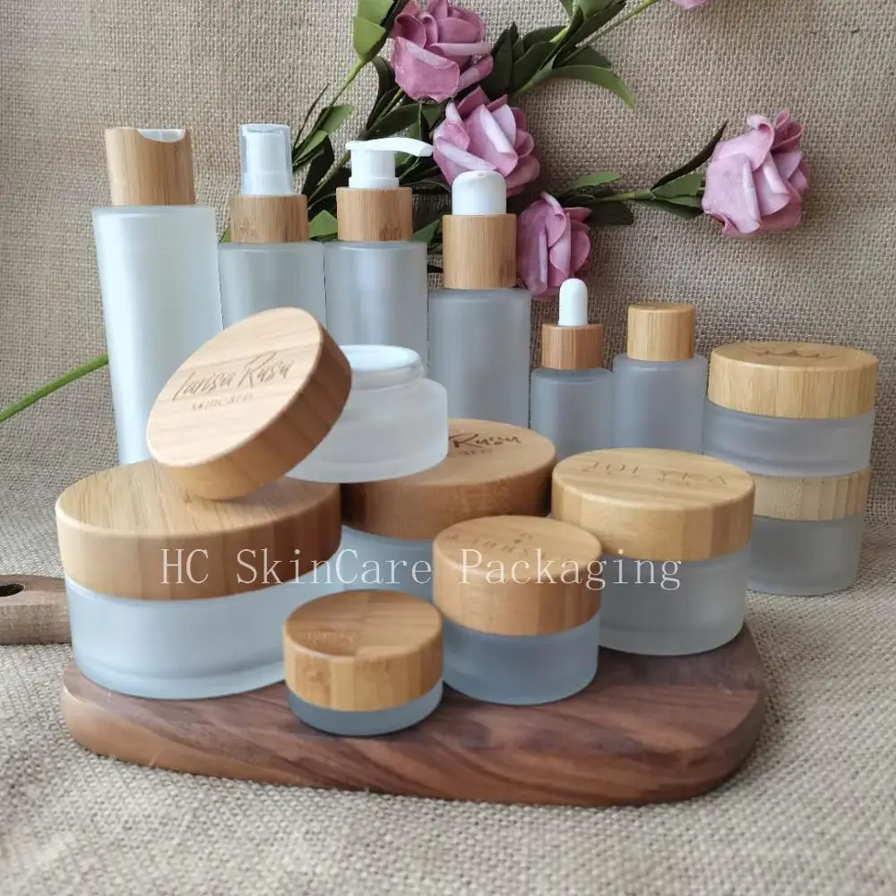 

Индивидуальный логотип, крем для лица, уход за кожей, упаковка, банка с бамбуковой крышкой, крем для тела, травяной крем CBD, стеклянная фотогр...