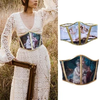 women lace up girdle flexible costume waist belt greek mythology pattern match with dress shirt long blouse tied corset dropship
