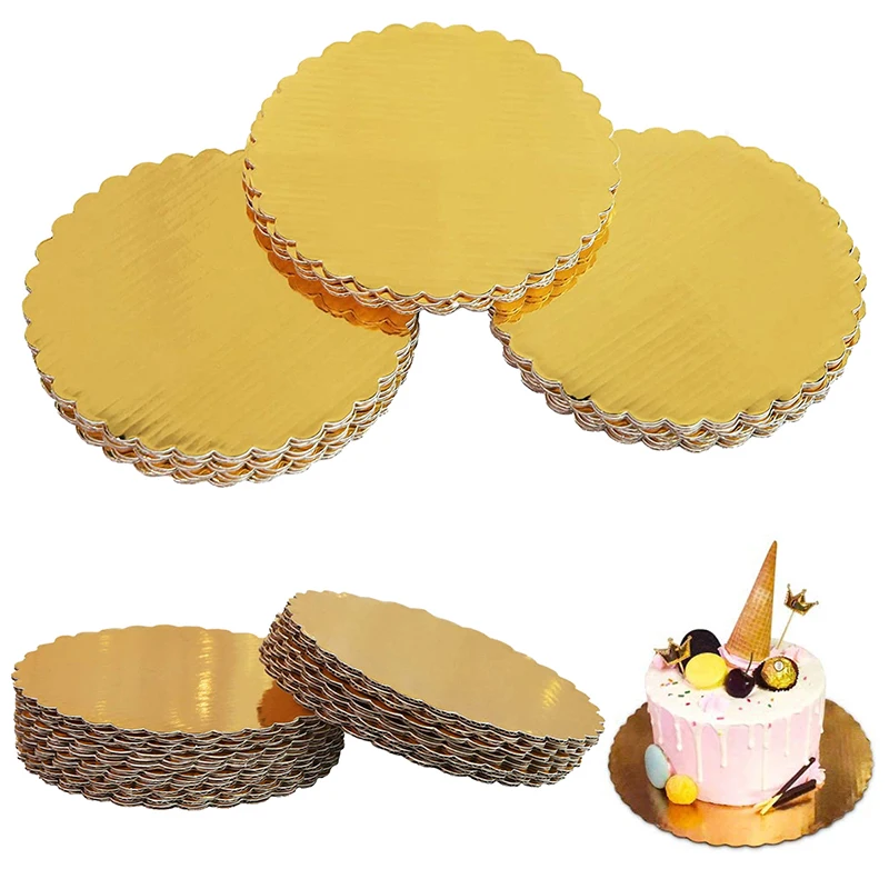 

Round Disposable Cake Base Boards 19/24/34cm Gold Paper Cupcake Dessert Display Tray Birthday Cake Pastry Decorative Tool