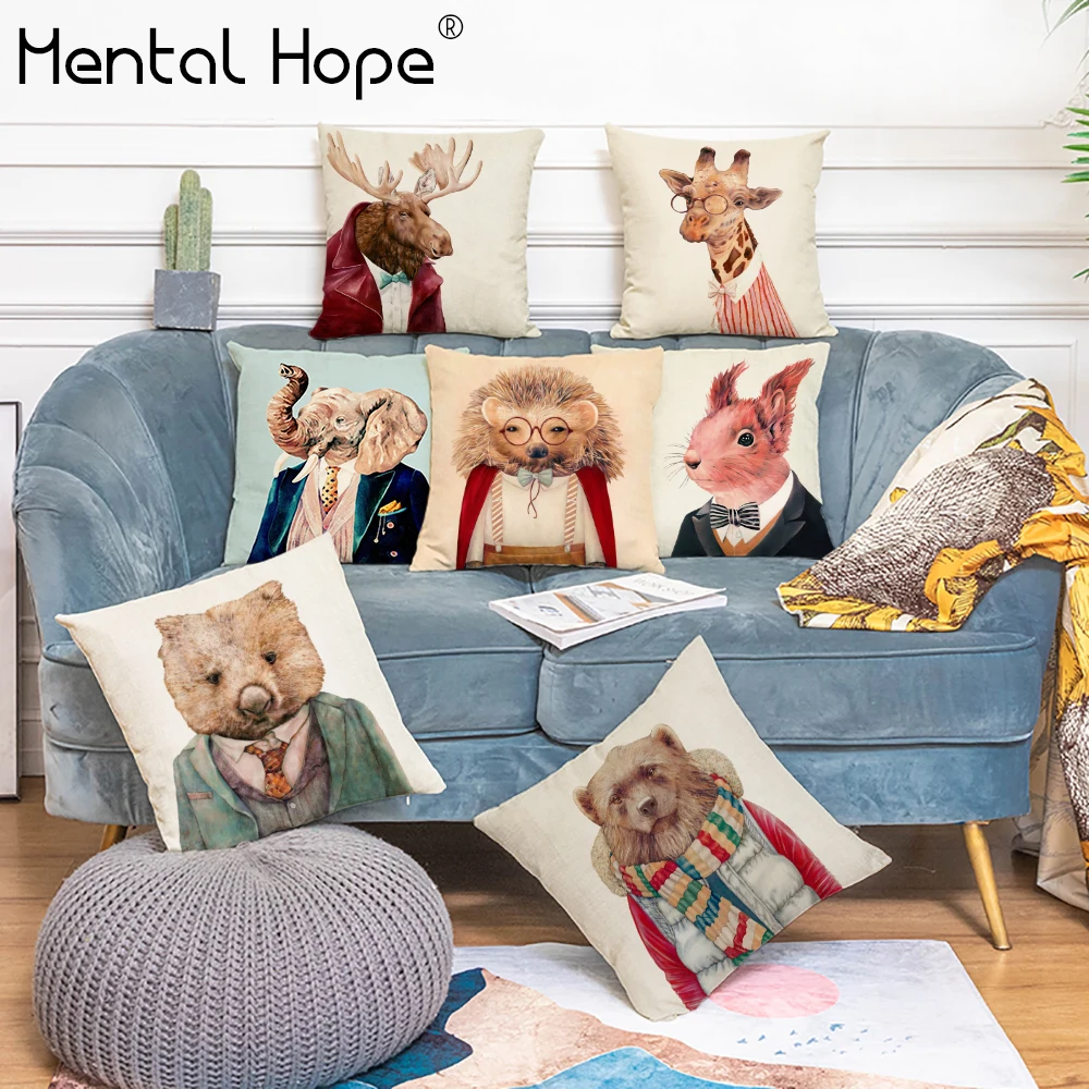 Квадратная декоративная наволочка с рисунком собаки домашний декор принтом