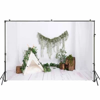 spring photography backdrop baby cake smash portrait background easter day wild camp tent green rattans decors studio boho photo