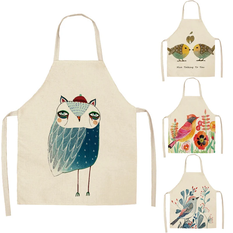 1 шт. кухонные фартуки с принтом птичек и веток для женщин аксессуары домашней
