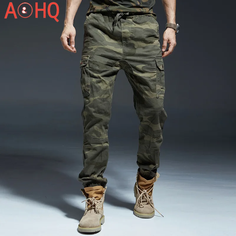 

Camouflage Cargo Pants Men Ankle Length Elastic Waist Joggers Military Casual Pants Clothing