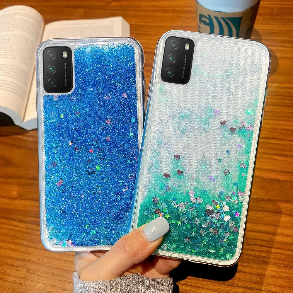 

Dynamic Liquid Glitter Case For Xiaomi Poco M3 Cases Luxury Phone Fundas on Poco M3 M2010J19CG 6.53 inch PocoM3 Protective Cover
