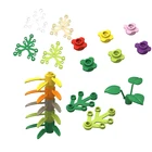 Мелкие детали для строительных блоков, растения, клевер, цветы и деревья, 6 отверстий, листья, совместимы с игрушками сделай сам 6255 2423