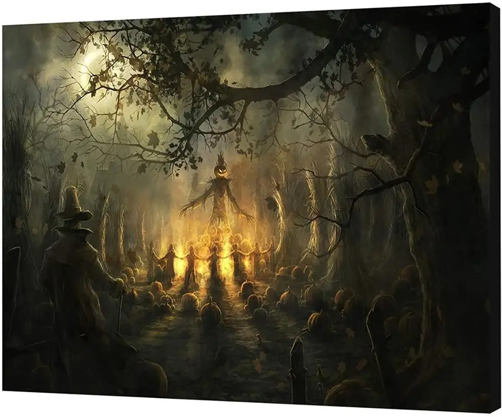 

Scary Halloween Decoration Wall Art Dark Forest Witch Poster Canvas Paintings Prints Pictures Home Decor