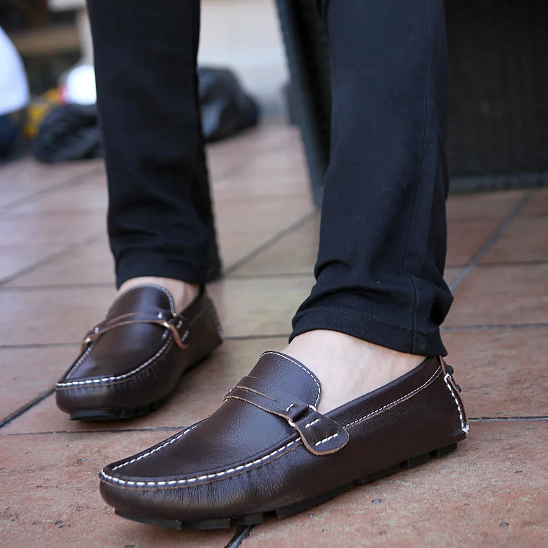

2019 Spring Genuine Leather Shoes Men Loafers Driving Shoes Cow Leather Man Casual Shoes Soft Comfortable Male Loafers ZJ035