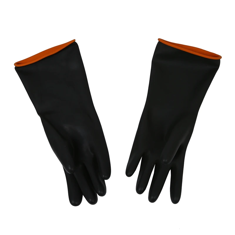 

Pair 14.5" Length Anti Acid Industry Chemical Resistant Rubber Gloves