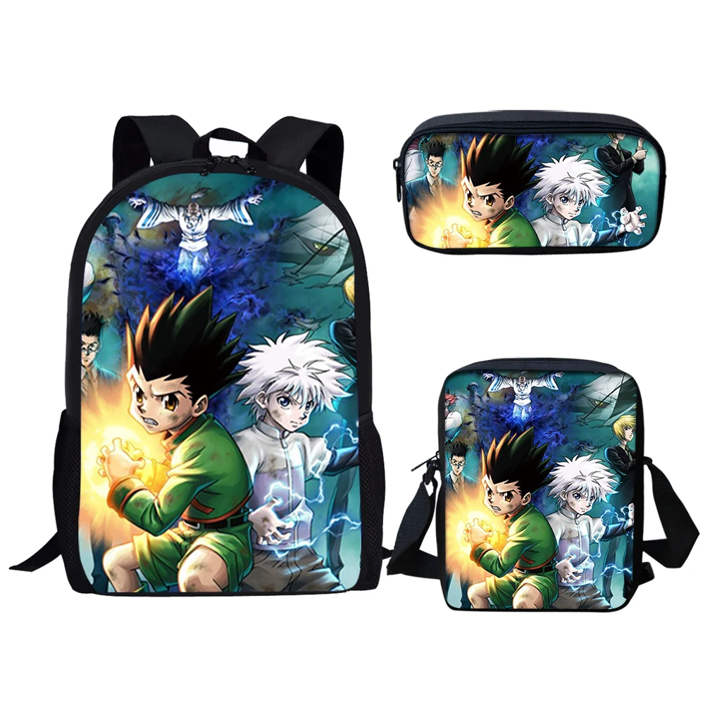 

Jackherelook Hunter X Hunter Anime School Backpack for Teenage Boys Girls Kids School Bag Set Student Book Bags Mochila Escolar