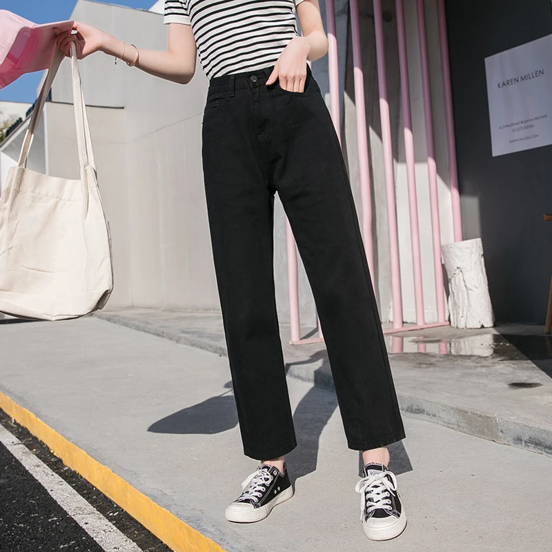 

High Waist Straight Leg White Jeans