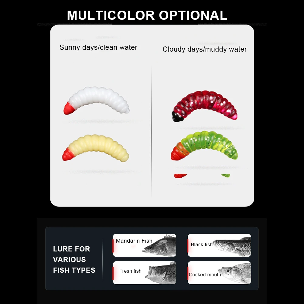 

Promotion 50pcs/ outdoor Winter Fishing Bionic soft Bait Aphid 2.4cm/0.5g Artificial Manufacturing Soft Bait Sink Fishing Gear