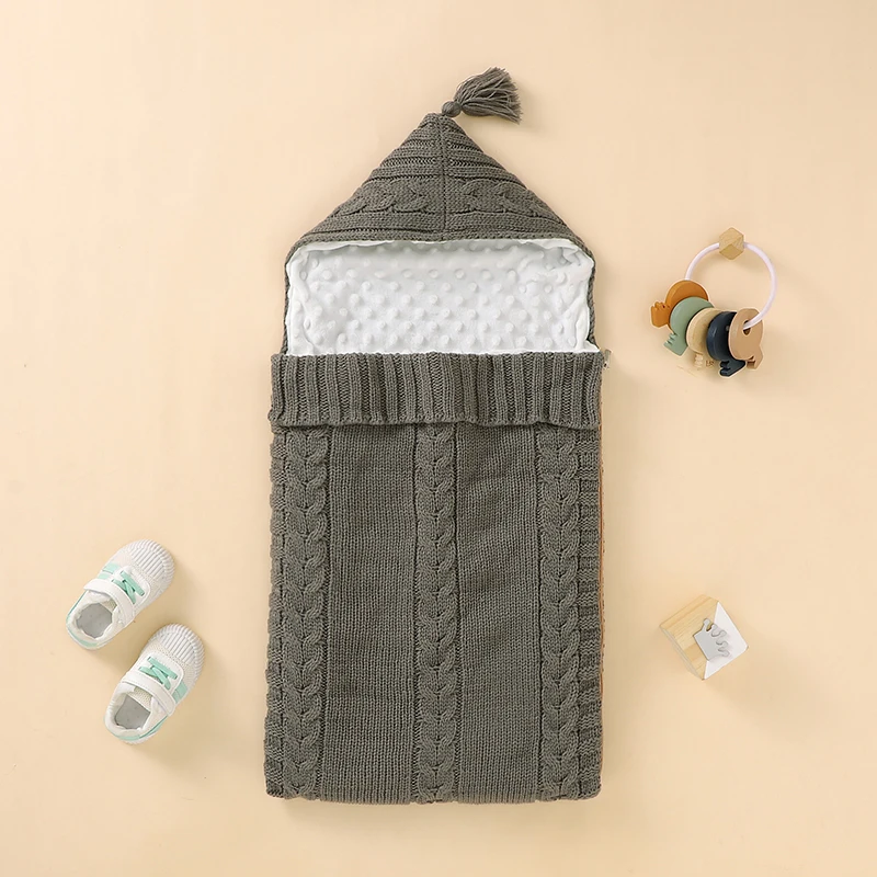 

Baby Sleeping Bag Knitted Newborn Girls Boys Stroller Wrap Swaddle Super Soft Toddler Infant Sleep Sack Warm Gowns Solid 75*35CM