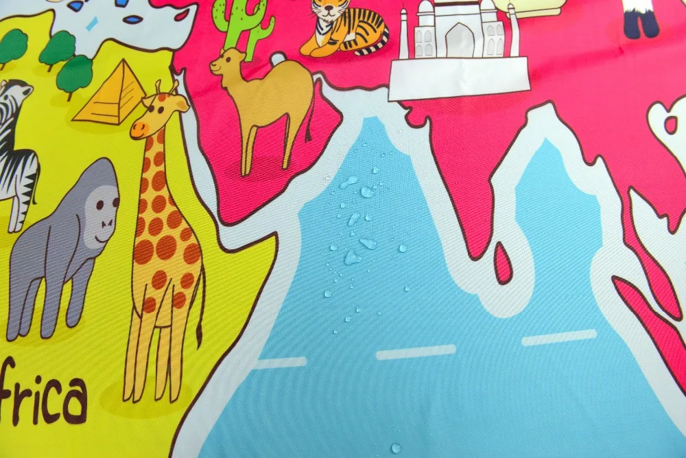 Водонепроницаемая занавеска для душа QIYI с мультяшным принтом карты мира