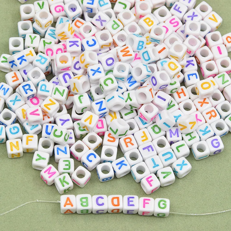 6*6 mm100 шт. несколько квадратный Письмо бисер смешанный цвет акриловые бусины DIY