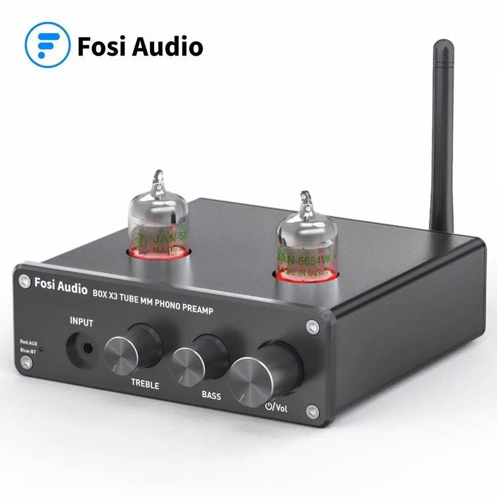 Fosi Audio Phono Preamp สำหรับแผ่นเสียง Phonograph Preamplifier กับ GE5654สูญญากาศเครื่องขยายเสียง HiFi กล่อง X3