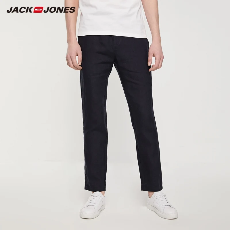 Мужские льняные укороченные брюки JackJones | 219214524 Мужская одежда