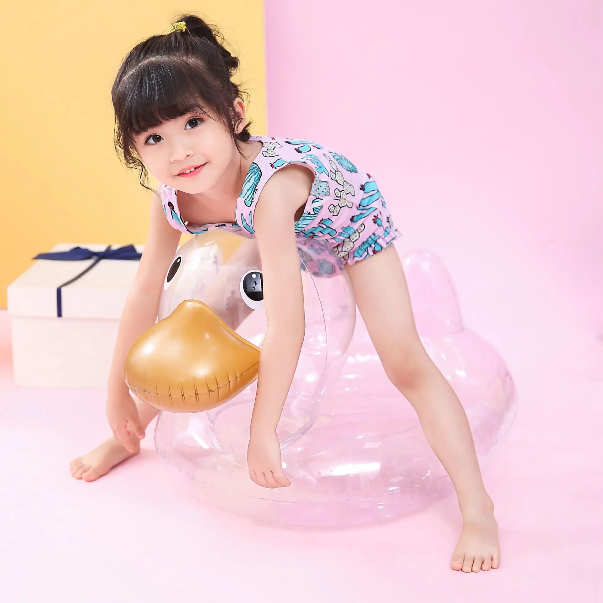 Надувное кольцо для плавания с утиным пухом Прозрачный детский поплавок