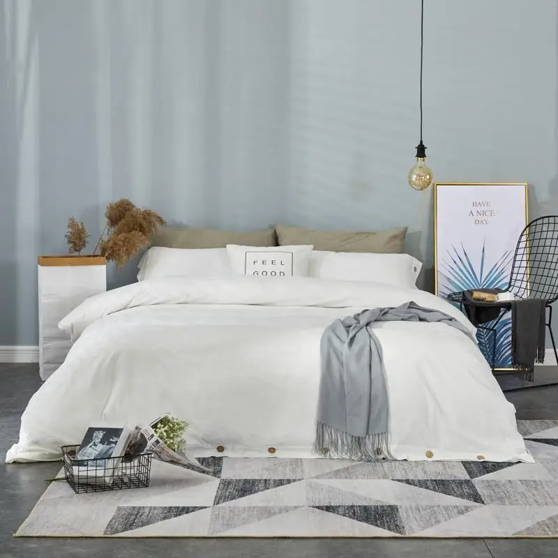 

Простыня из хлопка белого и серого цвета на резинке, односпальная, Комплект постельного белья королевского размера