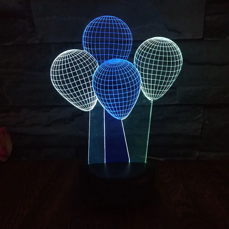 

Balloon 3d Night Light 7 Colors Changing Usb Desk Table Lamp Creative Gift Home Bedroom Bar Office Decor