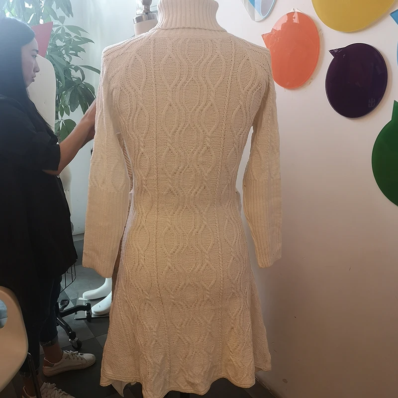 Женское платье 2020 осень зима вязаные платья с длинным рукавом Асимметричная
